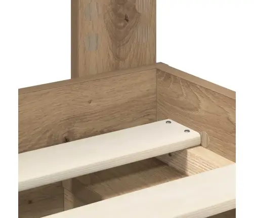 Gultas Rāmis Mākslīgā Ozola 150 X 200 Cm Ciets Priedes Koks Vidaxl