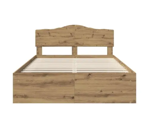 Gultas Rāmis Mākslīgā Ozola 150 X 200 Cm Ciets Priedes Koks Vidaxl