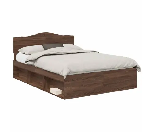 Voodi Raam Peaga Pruun Tamme 140 X 200 Cm Tahke Mänd