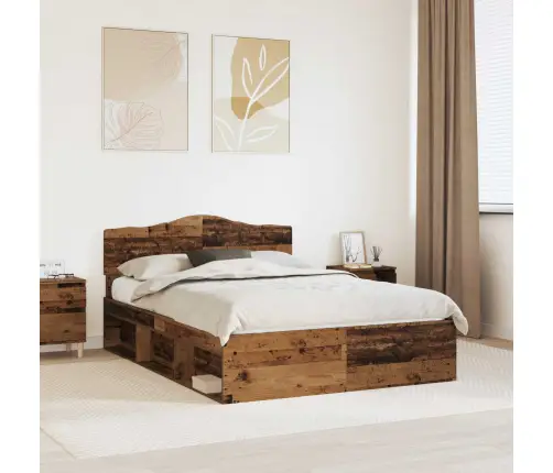 Gultas Rāmis Vecs Koks 140 X 200 Cm Ciets Priedes Koks Vidaxl