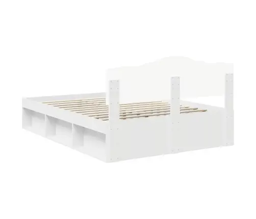 Gultas Rāmis Balts 140 X 190 Cm Ciets Priedes Koks Vidaxl