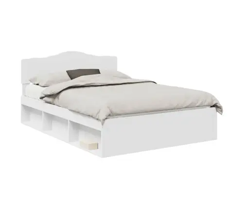 Gultas Rāmis Balts 140 X 190 Cm Ciets Priedes Koks Vidaxl