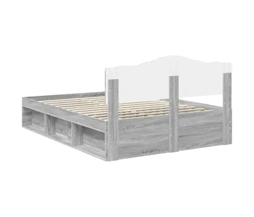 Gultas Rāmis Pelēks Sonoma 140 X 190 Cm Ciets Priedes Koks Vidaxl