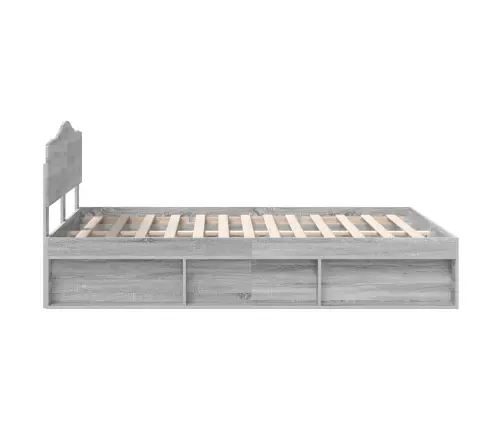 Gultas Rāmis Pelēks Sonoma 140 X 190 Cm Ciets Priedes Koks Vidaxl