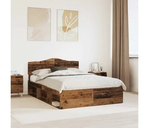 Gultas Rāmis Vecs Koks 140 X 190 Cm Ciets Priedes Koks Vidaxl