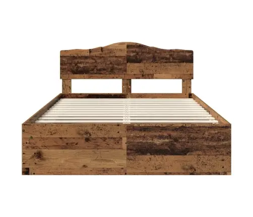 Gultas Rāmis Vecs Koks 140 X 190 Cm Ciets Priedes Koks Vidaxl