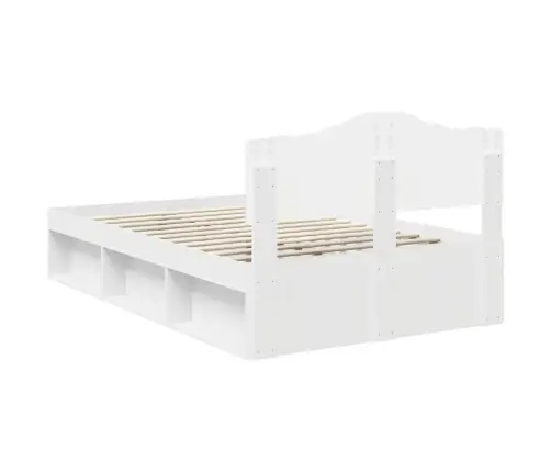 Gultas Rāmis Balts 135 X 190 Cm Ciets Priedes Koks Vidaxl