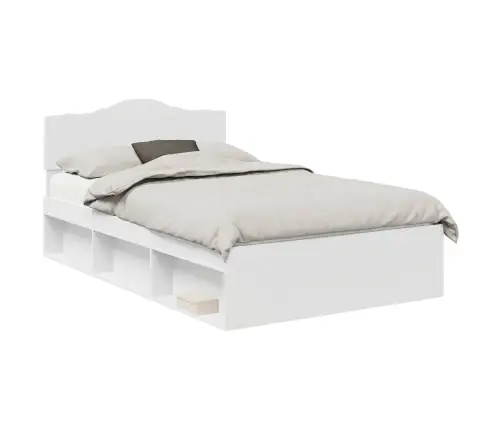 Gultas Rāmis Balts 135 X 190 Cm Ciets Priedes Koks Vidaxl