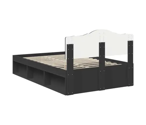 Gultas Rāmis Melna 135 X 190 Cm Ciets Priedes Koks Vidaxl