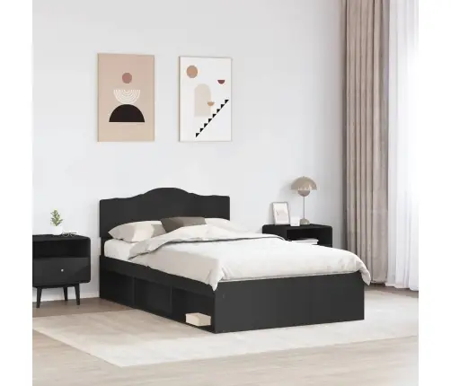 Gultas Rāmis Melna 120 X 200 Cm Ciets Priedes Koks Vidaxl