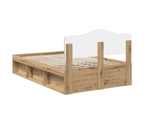 Gultas Rāmis Mākslīgā Ozola 120 X 200 Cm Ciets Priedes Koks Vidaxl