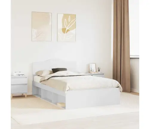 Gultas Rāmis Balts 120 X 190 Cm Ciets Priedes Koks Vidaxl