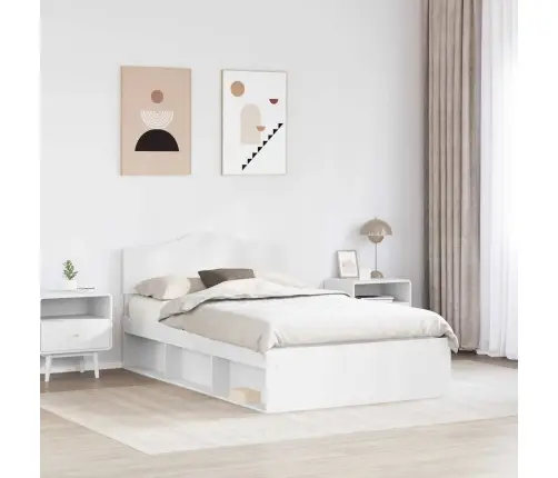 Gultas Rāmis Balts 120 X 190 Cm Ciets Priedes Koks Vidaxl