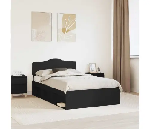 Gultas Rāmis Melna 120 X 190 Cm Ciets Priedes Koks Vidaxl