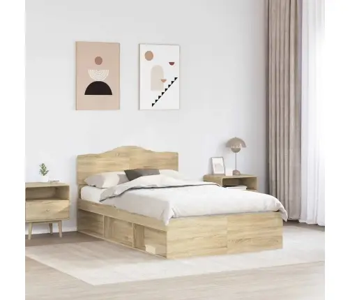 Gultas Rāmis Sonoma 120 X 190 Cm Ciets Priedes Koks Vidaxl