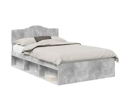 Gultas Rāmis Betons 120 X 190 Cm Ciets Priedes Koks Vidaxl