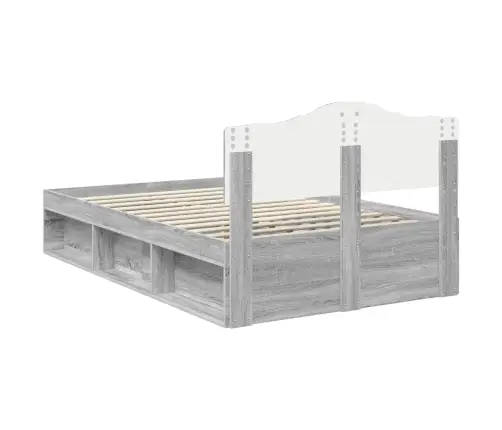 Gultas Rāmis Pelēks Sonoma 120 X 190 Cm Ciets Priedes Koks Vidaxl
