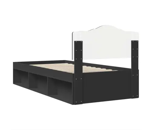 Gultas Rāmis Melna 100 X 200 Cm Ciets Priedes Koks Vidaxl