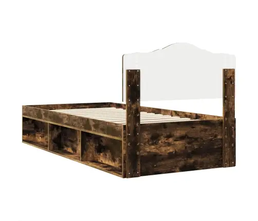 Gultas Rāmis Dūmaka Ozols 100 X 200 Cm Ciets Priedes Koks Vidaxl