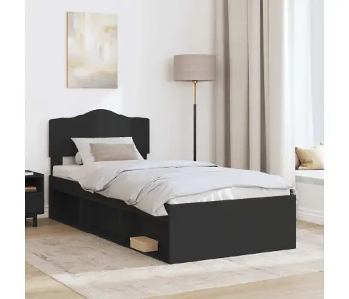 Gultas Rāmis Melna 90 X 200 Cm Ciets Priedes Koks Vidaxl