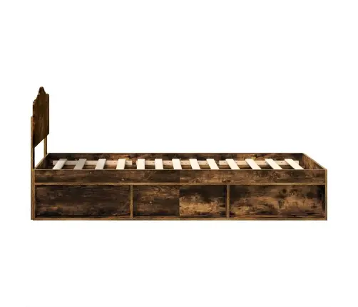 Gultas Rāmis Dūmaka Ozols 90 X 200 Cm Ciets Priedes Koks Vidaxl