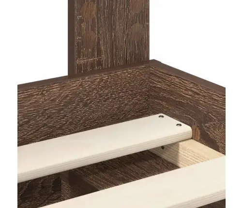 Gultas Rāmis Brūns Ozols 90 X 200 Cm Ciets Priedes Koks Vidaxl