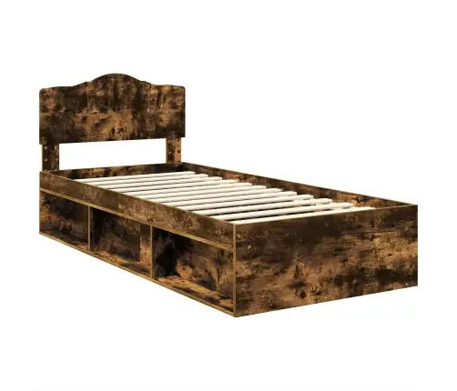 Gultas Rāmis Dūmaka Ozols 90 X 190 Cm Ciets Priedes Koks Vidaxl