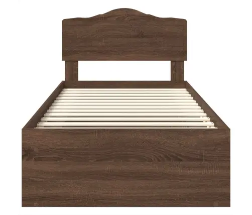 Gultas Rāmis Brūns Ozols 90 X 190 Cm Ciets Priedes Koks Vidaxl