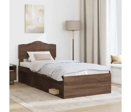 Gultas Rāmis Brūns Ozols 75 X 190 Cm Ciets Priedes Koks Vidaxl