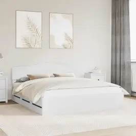 Gultas Rāmis Ar Atvilktni Balts 200 X 200 Cm Inženieru Koks Vidaxl Gultas Rāmis Ar Atvilktni Balts 200 X 200 Cm Inženieru Koks Vidaxl