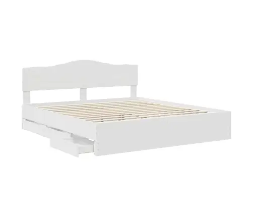 Gultas Rāmis Ar Atvilktni Balts 200 X 200 Cm Inženieru Koks Vidaxl