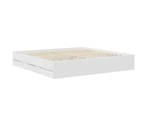Gultas Rāmis Ar Atvilktni Balts 200 X 200 Cm Inženieru Koks Vidaxl