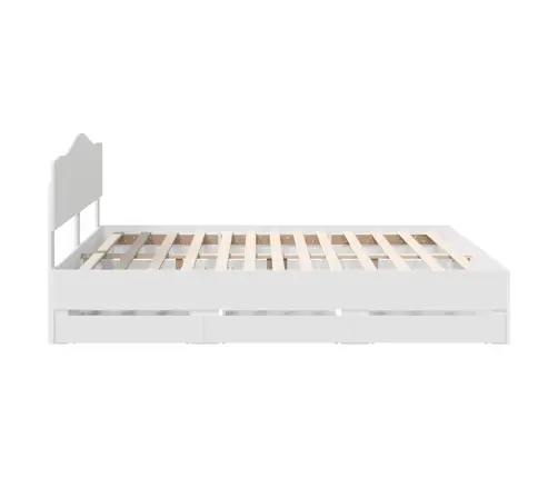 Gultas Rāmis Ar Atvilktni Balts 200 X 200 Cm Inženieru Koks Vidaxl