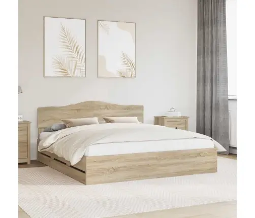 Gultas Rāmis Sonoma Ozols 200 X 200 Cm Inženieru Koks Vidaxl