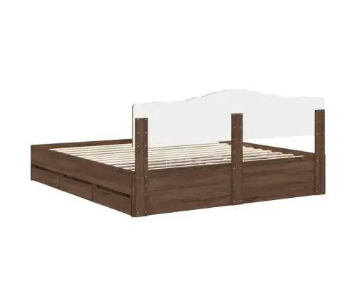 Gultas Rāmis Brūns Ozols 200 X 200 Cm Inženieru Koks Vidaxl