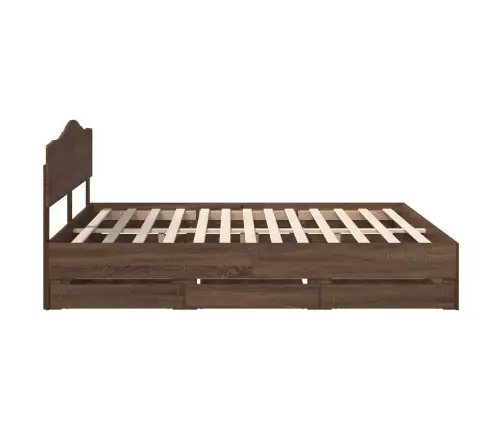 Gultas Rāmis Brūns Ozols 200 X 200 Cm Inženieru Koks Vidaxl