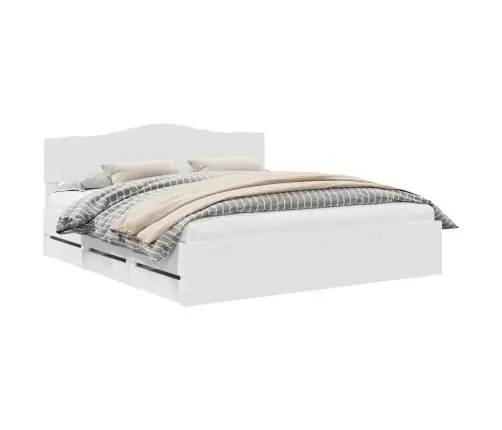 Gultas Rāmis Ar Atvilktni Balts 180 X 200 Cm Inženieru Koks Vidaxl