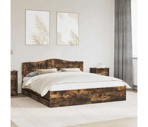 Gultas Rāmis Dūmaka Ozols 180 X 200 Cm Inženieru Koks Vidaxl