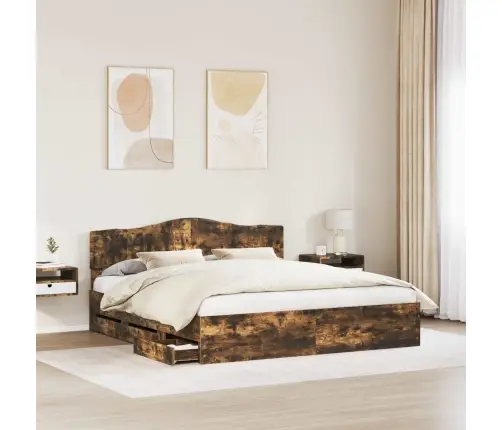 Gultas Rāmis Dūmaka Ozols 180 X 200 Cm Inženieru Koks Vidaxl