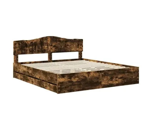 Gultas Rāmis Dūmaka Ozols 180 X 200 Cm Inženieru Koks Vidaxl