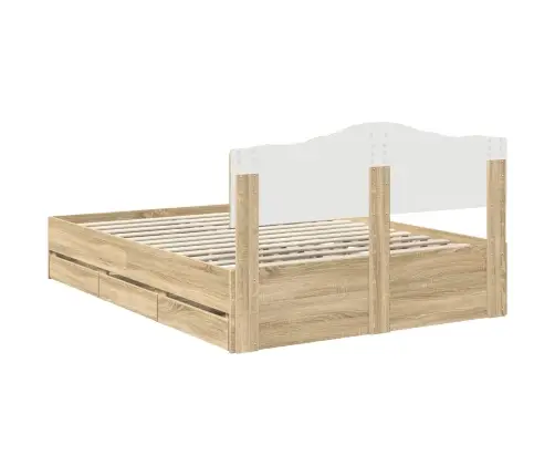 Gultas Rāmis Sonoma Ozols 160 X 200 Cm Inženieru Koks Vidaxl