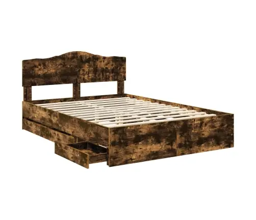 Voodi Raam Sahtliga Suitsetatud Tamm 150 X 200 Cm Inseneripuit