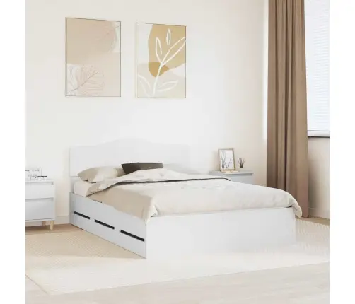 Gultas Rāmis Ar Atvilktni Balts 140 X 190 Cm Inženieru Koks Vidaxl