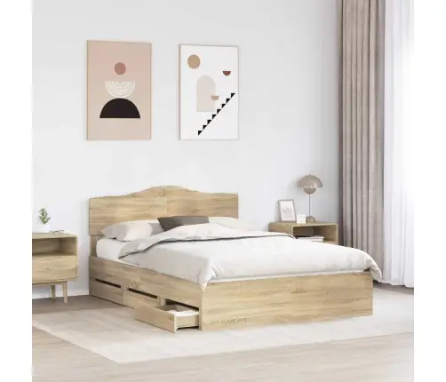 Voodi Raam Sahtliga Peaga Sonoma Tamm 140 X 190 Cm Inseneripuit