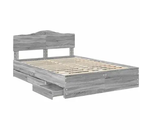 Gultas Rāmis Pelēks Sonoma 140 X 190 Cm Inženieru Koks Vidaxl