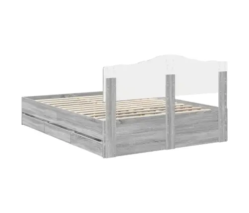 Gultas Rāmis Pelēks Sonoma 140 X 190 Cm Inženieru Koks Vidaxl