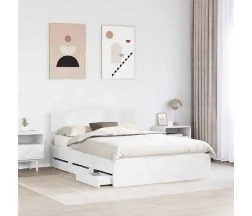 Voodi Raam Sahtliga Peaga Valge 140 X 200 Cm Inseneripuit