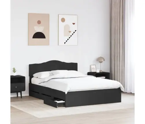 Gultas Rāmis Ar Atvilktni Melna 140 X 200 Cm Inženieru Koks Vidaxl