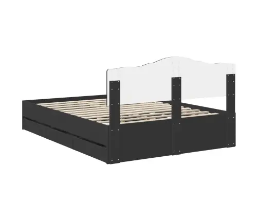 Gultas Rāmis Ar Atvilktni Melna 140 X 200 Cm Inženieru Koks Vidaxl