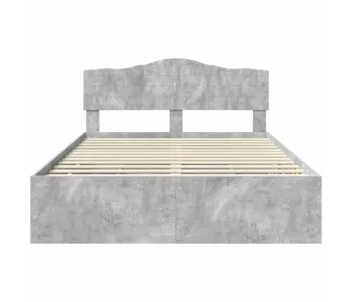 Gultas Rāmis Betona Pelēks 140 X 200 Cm Inženieru Koks Vidaxl